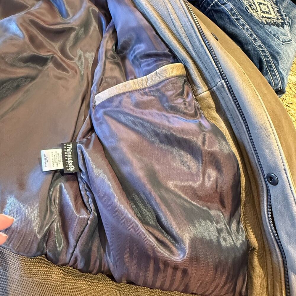 Cabela's Brown Leather Bomber Jacket/Coat Thinsulate Insulation Mens Size XL - Picture 11 of 14
